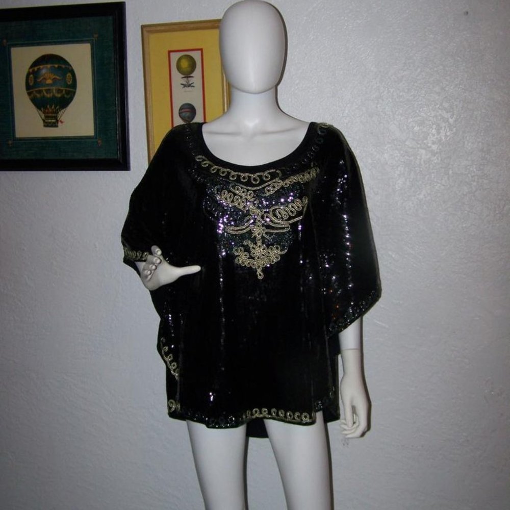 Sequin Embellished Top Black Size XL Investments